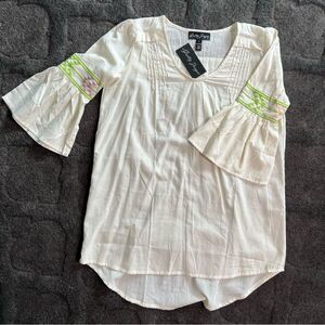 Gretty Zueger embroidered bell sleeve dress NWT lightweight small